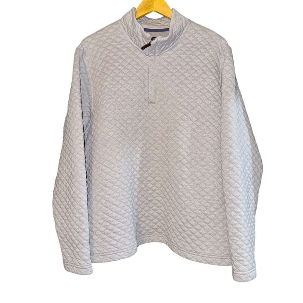 Oxford Quarter Zip Pullover Sweater Men's Size XL Gray Fall Warm Cozy Academia